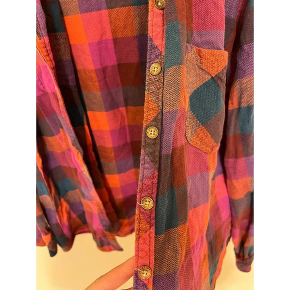 Dickies multicolor Plaid Flannel Long Sleeve Button Down Shirt Girls Size XL - Picture 3 of 4